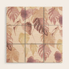 Modern boho pink tropical watercolour palms Wood Wall Art Gallery Image 1