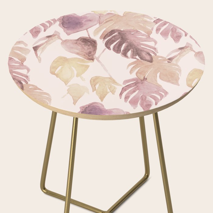 Modern boho pink tropical watercolour palms Side Table Gallery Image 2