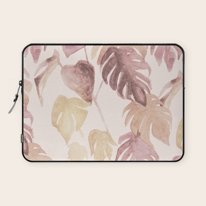 Modern boho pink tropical watercolour palms Laptop Sleeve Gallery Image 1