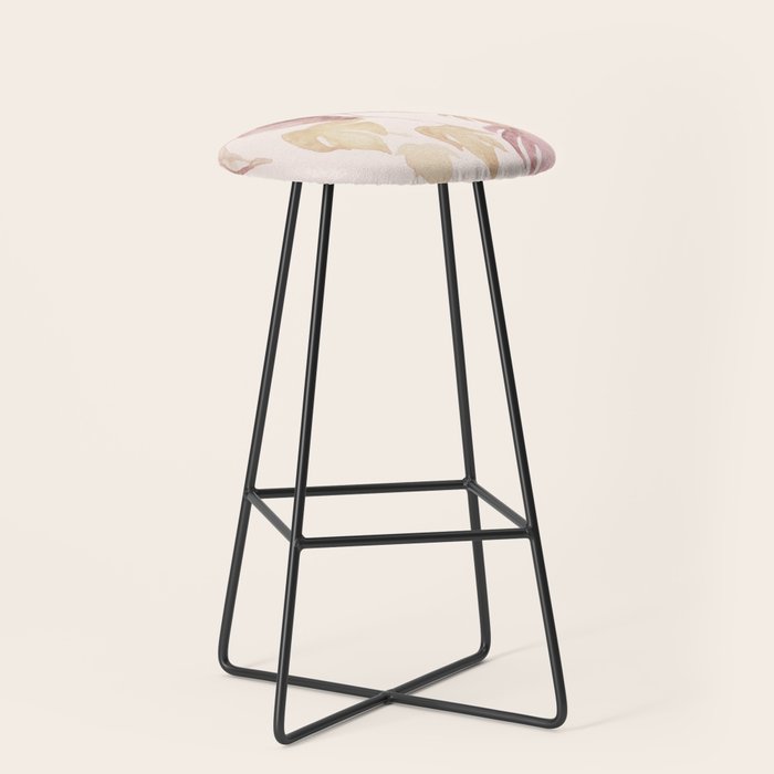Modern boho pink tropical watercolour palms Stool Gallery Image 1