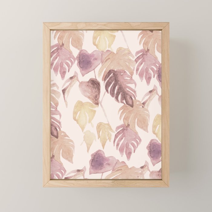 Modern boho pink tropical watercolour palms Mini Art Print Gallery Image 1