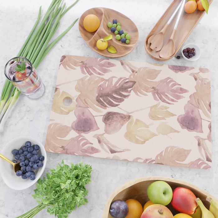 Modern boho pink tropical watercolour palms Cutting Board Gallery Image 2
