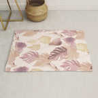 Modern boho pink tropical watercolour palms Rug Gallery Image 1