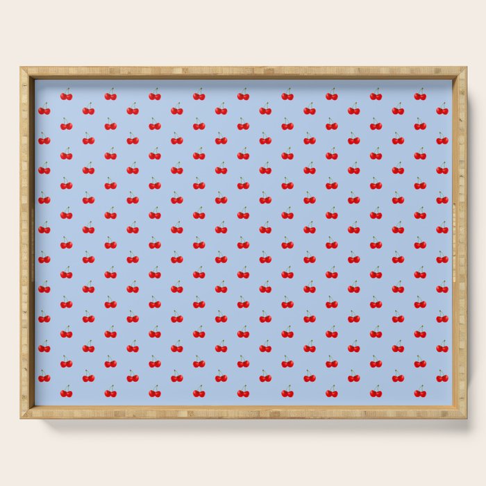 Y2K Cherries - Blue Pattern Miniature Serving Tray Gallery Image 1