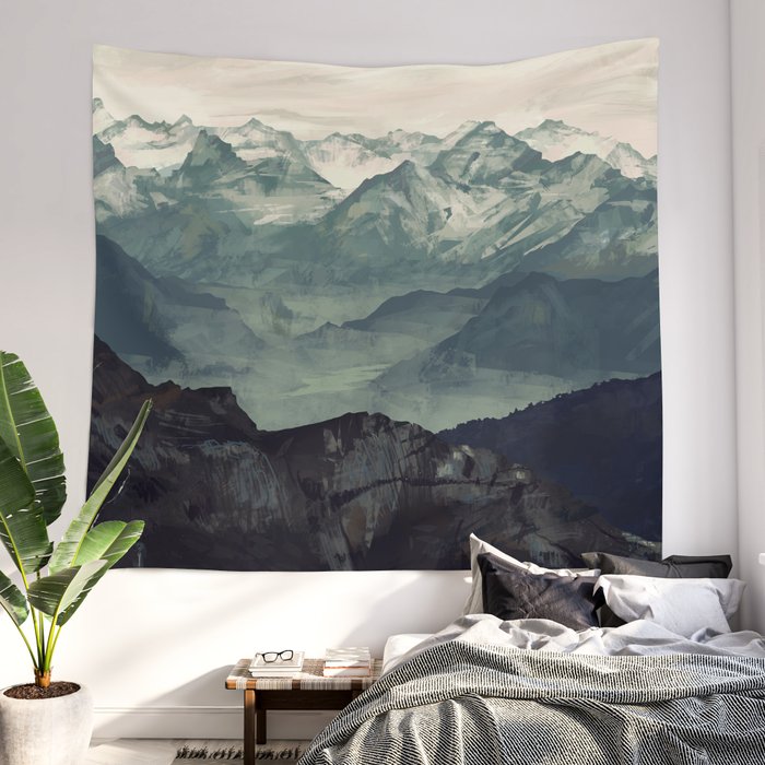 Mountain Fog Wall Tapestry Gallery Image 2