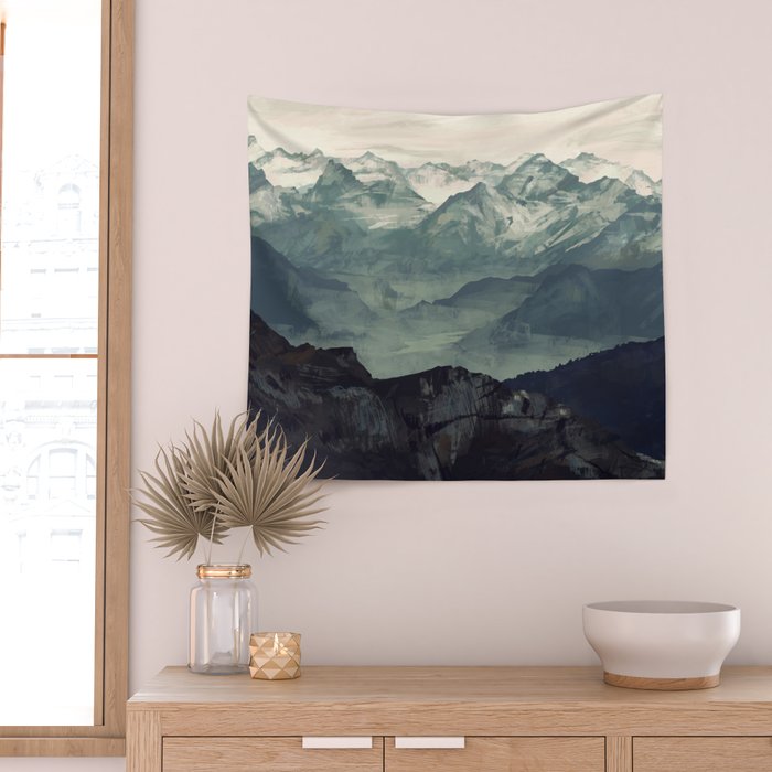 Mountain Fog Wall Tapestry Gallery Image 2