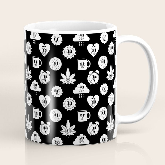 Retro cartoon character sticker pattern Coffee Mug Gallery Image 1