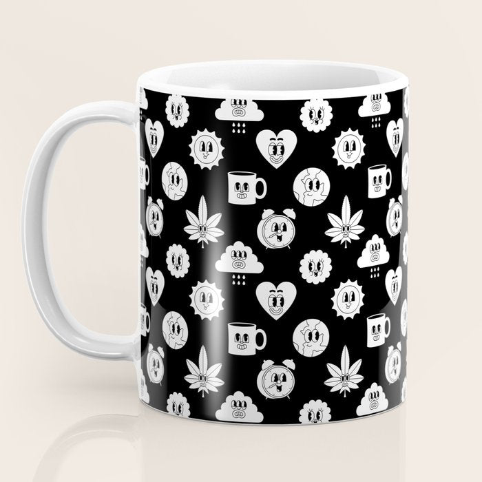 Retro cartoon character sticker pattern Coffee Mug Gallery Image 3