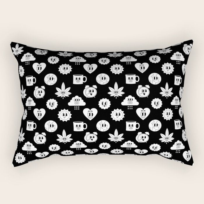 Retro cartoon character sticker pattern Rectangular Pillow Gallery Image 2