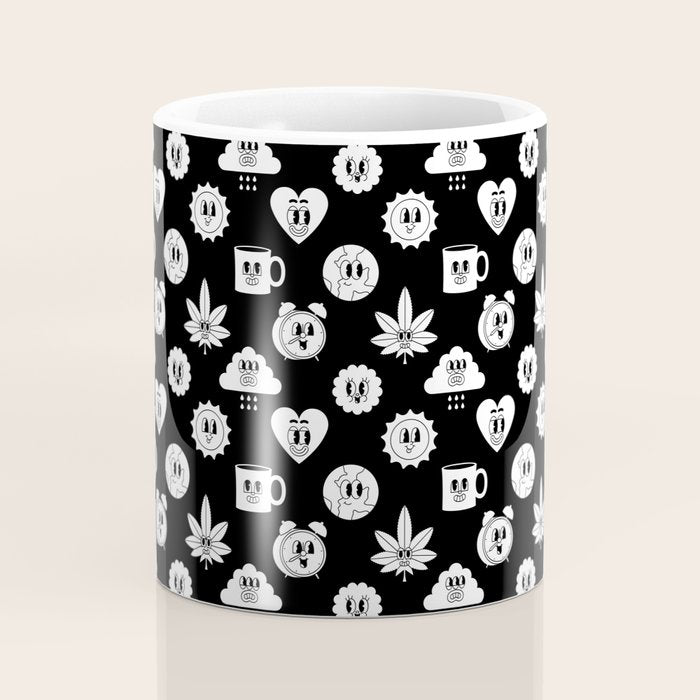 Retro cartoon character sticker pattern Coffee Mug Gallery Image 4