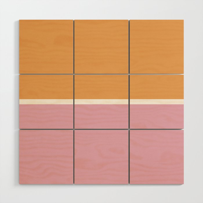 Color Block VII Orange Pink Wood Wall Art Gallery Image 1