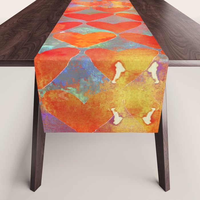 Love Overload, Maximalist Color Pop red Graphic Hearts, Valentine's Day Passion Colorful Table Runner Gallery Image 1