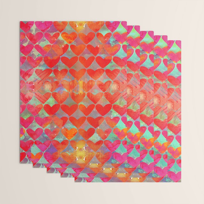 Love Overload, Maximalist Color Pop red Graphic Hearts, Valentine's Day Passion Colorful Wrapping Paper Gallery Image 3