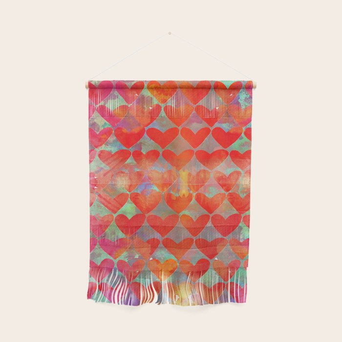 Love Overload, Maximalist Color Pop red Graphic Hearts, Valentine's Day Passion Colorful Wall Hanging Gallery Image 1