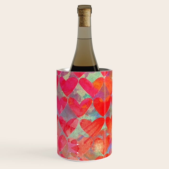 Love Overload, Maximalist Color Pop red Graphic Hearts, Valentine's Day Passion Colorful Wine Chiller Gallery Image 2