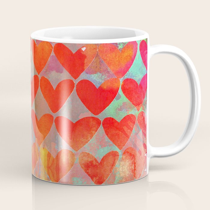 Love Overload, Maximalist Color Pop red Graphic Hearts, Valentine's Day Passion Colorful Coffee Mug Gallery Image 1