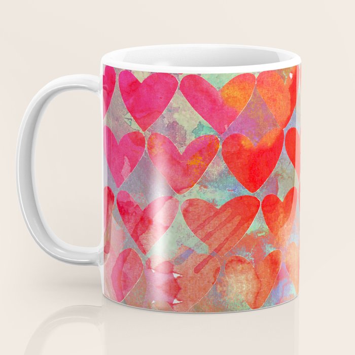 Love Overload, Maximalist Color Pop red Graphic Hearts, Valentine's Day Passion Colorful Coffee Mug Gallery Image 3
