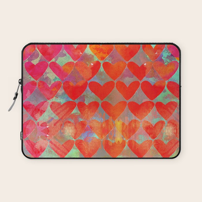 Love Overload, Maximalist Color Pop red Graphic Hearts, Valentine's Day Passion Colorful Laptop Sleeve Gallery Image 1