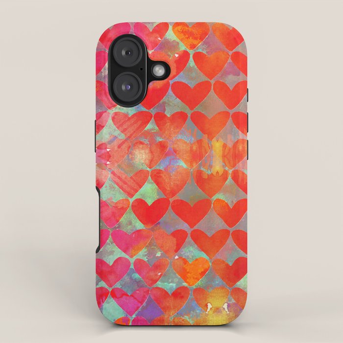 Love Overload, Maximalist Color Pop red Graphic Hearts, Valentine's Day Passion Colorful iPhone Case Gallery Image 1