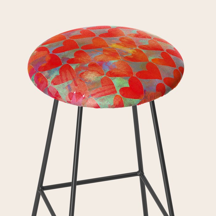 Love Overload, Maximalist Color Pop red Graphic Hearts, Valentine's Day Passion Colorful Stool Gallery Image 2
