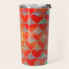 Love Overload, Maximalist Color Pop red Graphic Hearts, Valentine's Day Passion Colorful Travel Mug Gallery Image 2