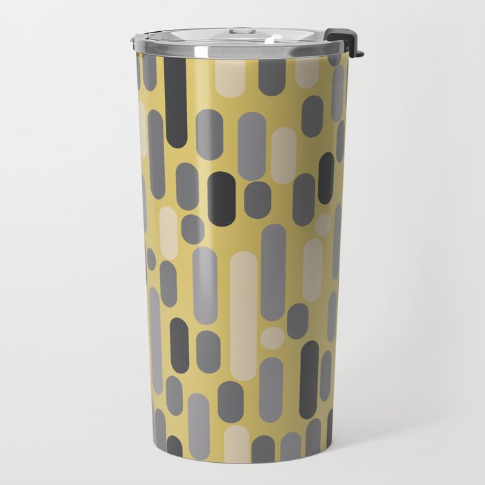 Morningside Heights Midcentury Modern Pattern in Retro Gray, Cream, and Yellow Travel Mug Gallery Image 2