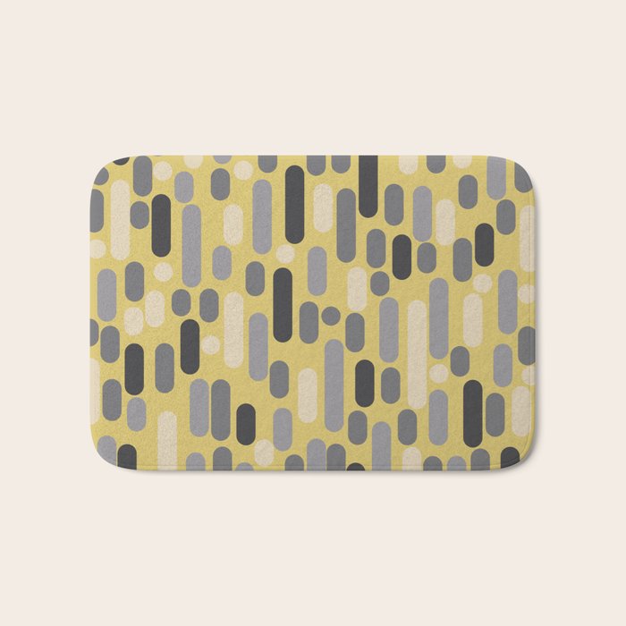 Morningside Heights Midcentury Modern Pattern in Retro Gray, Cream, and Yellow Bath Mat Gallery Image 1