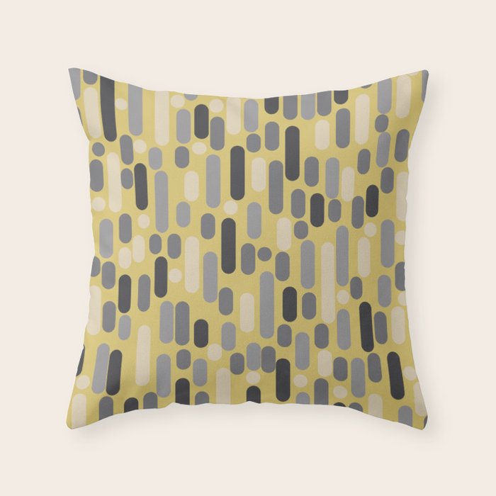 Morningside Heights Midcentury Modern Pattern in Retro Gray, Cream, and Yellow Throw Pillow Gallery Image 1