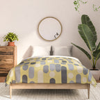 Morningside Heights Midcentury Modern Pattern in Retro Gray, Cream, and Yellow Comforter Gallery Image 3
