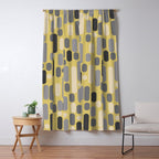 Morningside Heights Midcentury Modern Pattern in Retro Gray, Cream, and Yellow Window Curtain Gallery Image 5