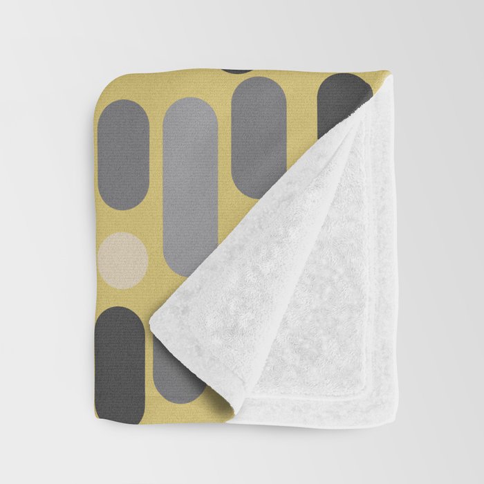 Morningside Heights Midcentury Modern Pattern in Retro Gray, Cream, and Yellow Throw Blanket Gallery Image 3
