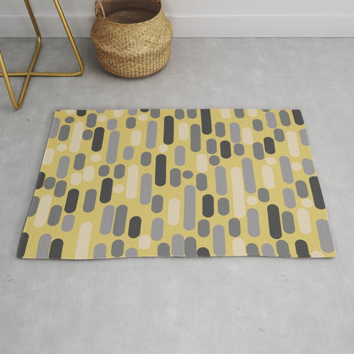 Morningside Heights Midcentury Modern Pattern in Retro Gray, Cream, and Yellow Rug Gallery Image 1