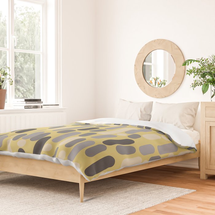 Morningside Heights Midcentury Modern Pattern in Retro Gray, Cream, and Yellow Duvet Cover Gallery Image 2