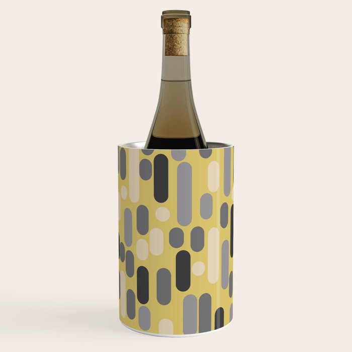 Morningside Heights Midcentury Modern Pattern in Retro Gray, Cream, and Yellow Wine Chiller Gallery Image 2
