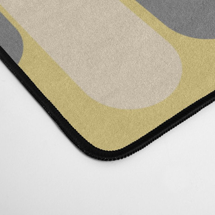 Morningside Heights Midcentury Modern Pattern in Retro Gray, Cream, and Yellow Desk Mat Gallery Image 4