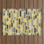 Morningside Heights Midcentury Modern Pattern in Retro Gray, Cream, and Yellow Outdoor Rug Gallery Image 1