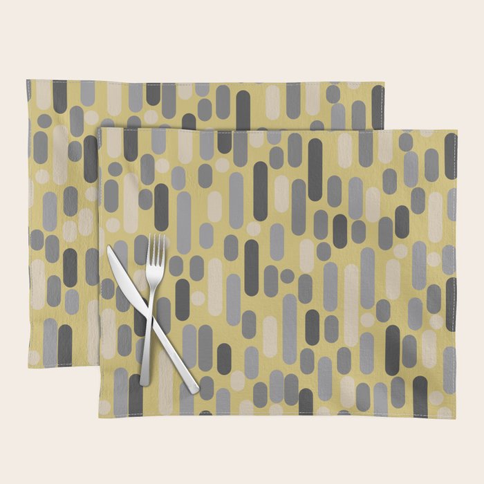 Morningside Heights Midcentury Modern Pattern in Retro Gray, Cream, and Yellow Placemat Gallery Image 1