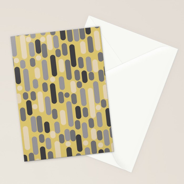 Morningside Heights Midcentury Modern Pattern in Retro Gray, Cream, and Yellow Stationery Card Gallery Image 2
