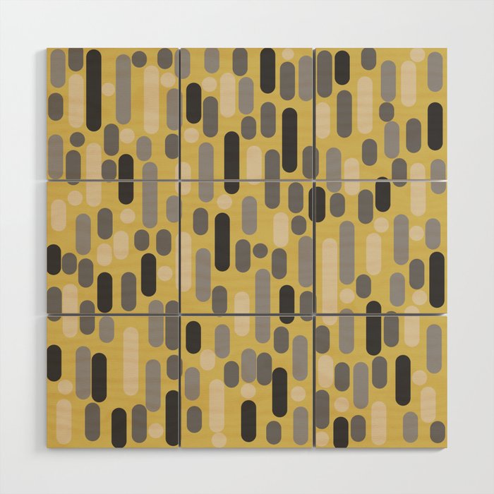Morningside Heights Midcentury Modern Pattern in Retro Gray, Cream, and Yellow Wood Wall Art Gallery Image 1