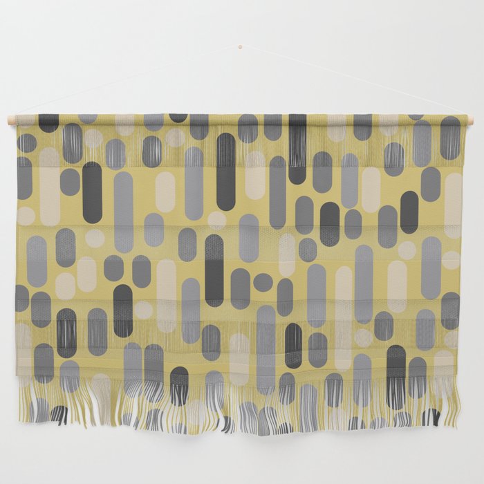Morningside Heights Midcentury Modern Pattern in Retro Gray, Cream, and Yellow Wall Hanging Gallery Image 1