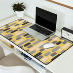 Morningside Heights Midcentury Modern Pattern in Retro Gray, Cream, and Yellow Desk Mat Gallery Image 2