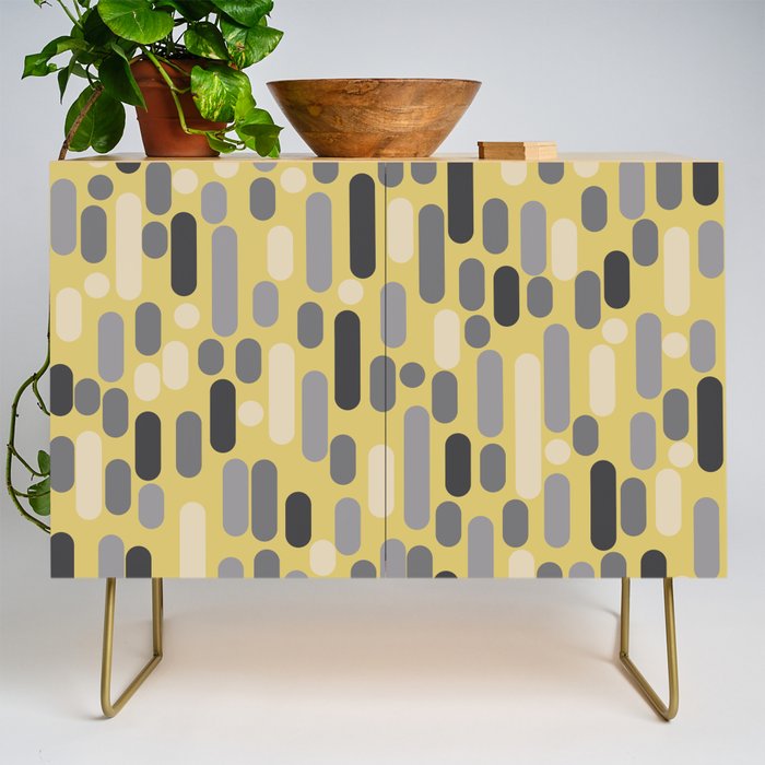 Morningside Heights Midcentury Modern Pattern in Retro Gray, Cream, and Yellow Credenza Gallery Image 1