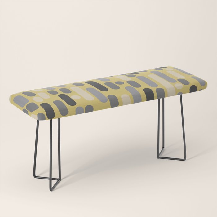 Morningside Heights Midcentury Modern Pattern in Retro Gray, Cream, and Yellow Bench Gallery Image 1