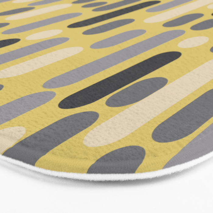 Morningside Heights Midcentury Modern Pattern in Retro Gray, Cream, and Yellow Bath Mat Gallery Image 3