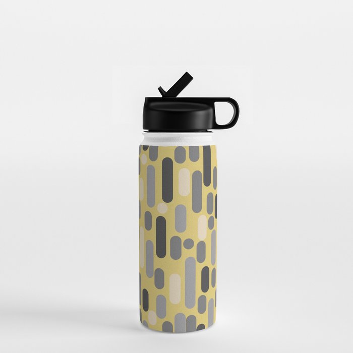 Morningside Heights Midcentury Modern Pattern in Retro Gray, Cream, and Yellow Water Bottle Gallery Image 1