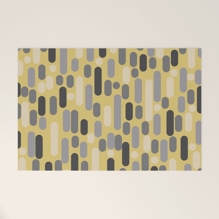 Morningside Heights Midcentury Modern Pattern in Retro Gray, Cream, and Yellow Welcome Mat Gallery Image 1