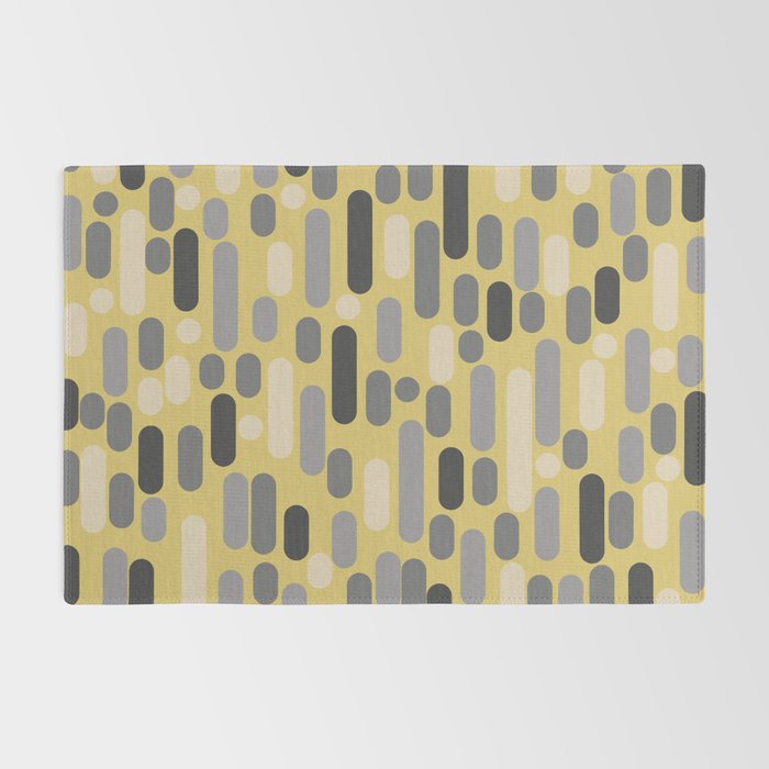 Morningside Heights Midcentury Modern Pattern in Retro Gray, Cream, and Yellow Rug Gallery Image 2