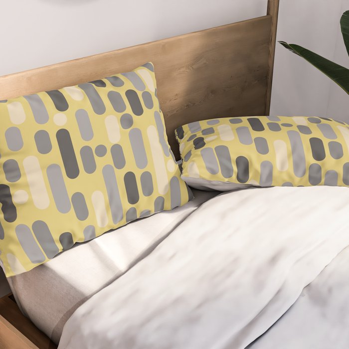 Morningside Heights Midcentury Modern Pattern in Retro Gray, Cream, and Yellow Pillow Sham Gallery Image 2