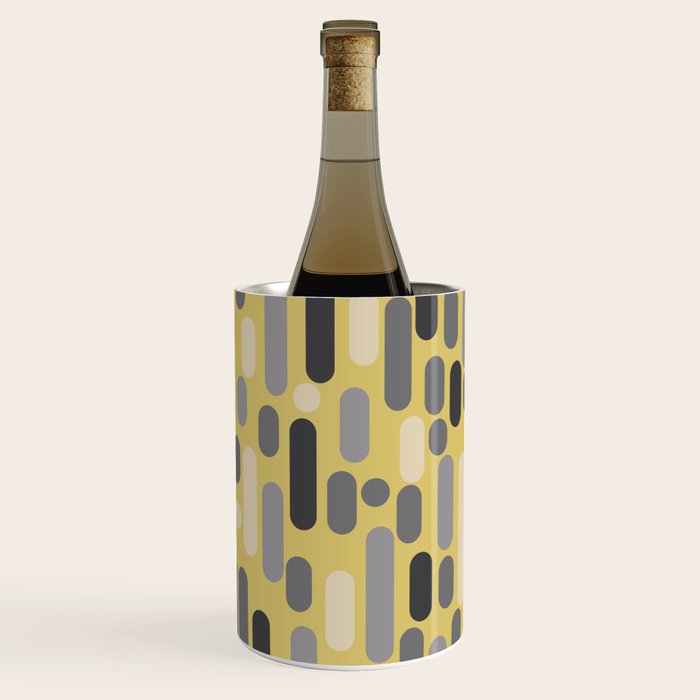 Morningside Heights Midcentury Modern Pattern in Retro Gray, Cream, and Yellow Wine Chiller Gallery Image 1