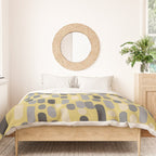 Morningside Heights Midcentury Modern Pattern in Retro Gray, Cream, and Yellow Duvet Cover Gallery Image 3